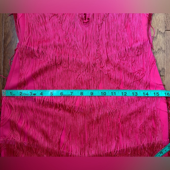 Lime Lush Pink Magenta Fringe Mini Dress - Picture 12 of 16